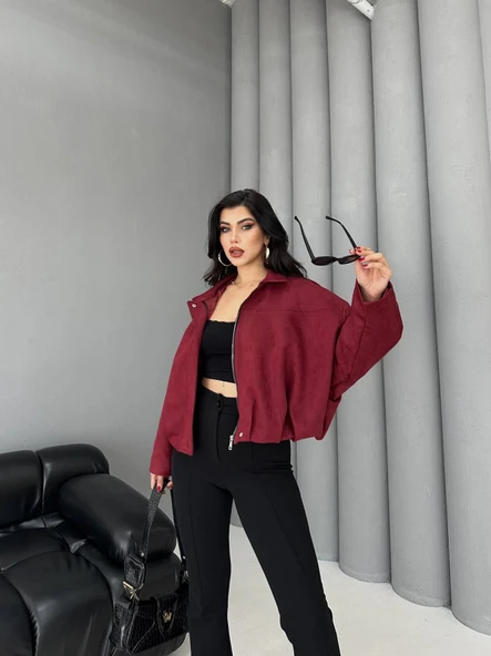 Süet Apoletli Bomber Ceket - Resim 5