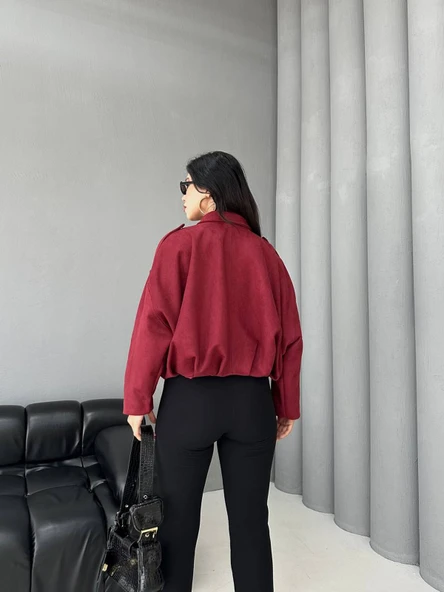 Süet Apoletli Bomber Ceket - Resim 3