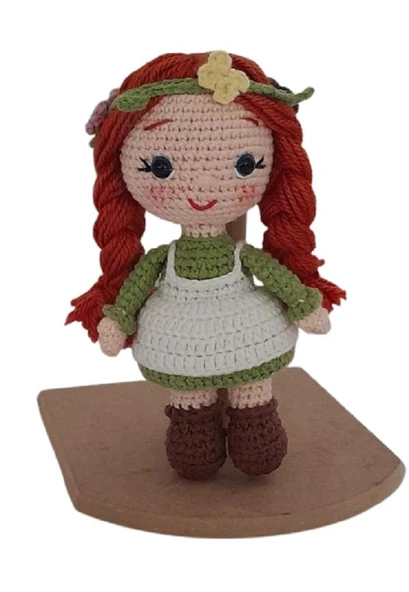 Yeşil Beyaz Nazlı Bebek Amigurumi Organik Anahtarlık Oyuncak ürün görseli 1