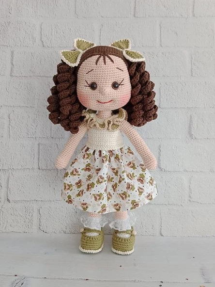 Eylül Kıvırcık Saçlı Karnaval Bebek Amigurumi Organik Oyuncak ürün görseli 1