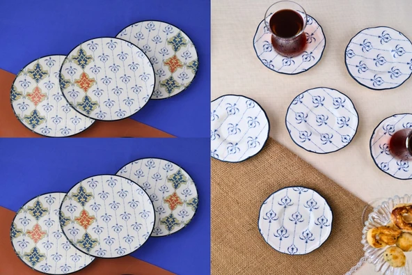 Tabak Evi Porselen Audrey 6 Kişilik Pasta Takımı 20cm ve Çay Tabak Takımı 12cm ürün görseli 1