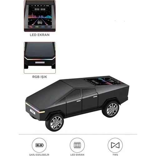 D68 Cyber Model Araba Tasarımlı Bluetooth Hoparlör 15w Güçlü Ses Rgb Led /tws/usb Siyah ürün görseli 1