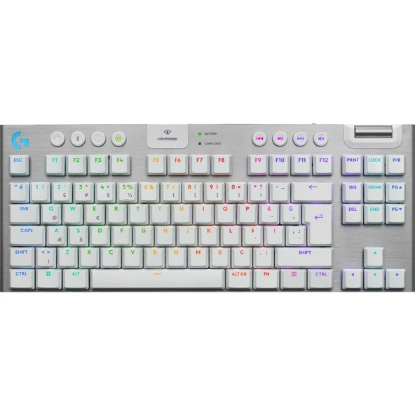 Logitech G915 X LightSpeed TKL Düşük Profilli Rgb Aydınlatmalı GL Blue PC/Mac Için Kablosuz Ingilizce Q Oyun Klavyesi, Beyaz ürün görseli 1