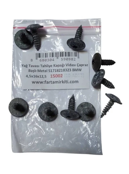 Yağ Tavası Tahliye Kapağı Vidası Çapraz Başlı Metal 51718218323 BMW 4,5x16x12,5 (10 ADET) 15002 ürün görseli 1