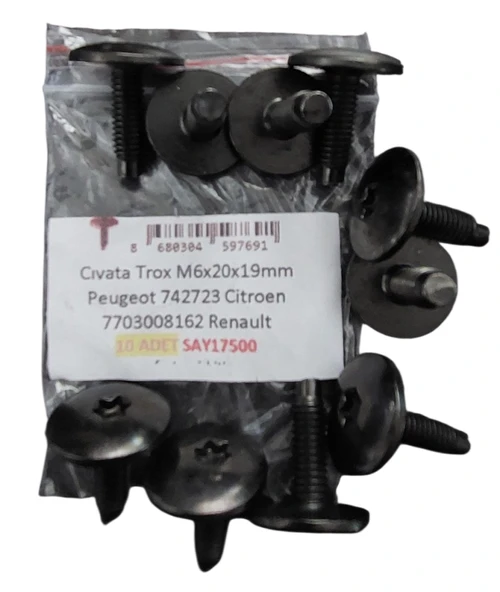 Torx Cıvatası M6X20X19Mm Peugeot 742723 Citroen 7703008162 Renault (10 ADET) 15042 MARKA İLE UYUMLU ürün görseli 1