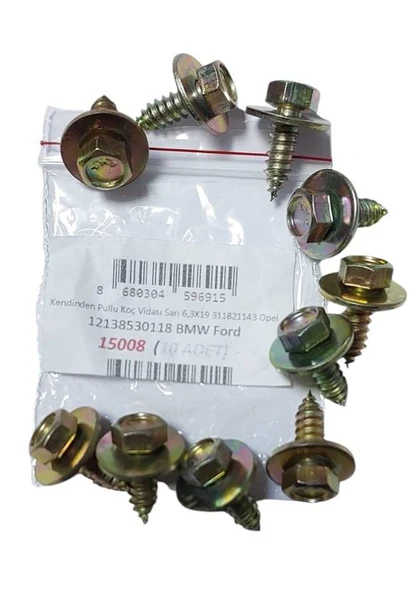 Kendinden Pullu Koç Vidası Sarı 6,3X19 311821143 Opel 12138530118 BMW Ford (10 ADET) 15008 ürün görseli 1