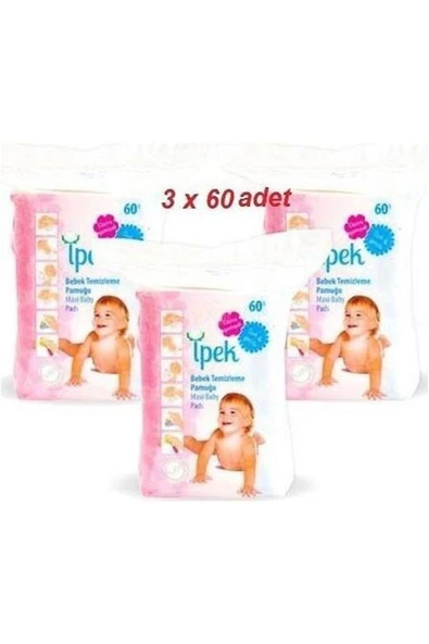 İpek Maxi Bebek Temizleme Pamuğu 60'lı 3 Paket ürün görseli 1