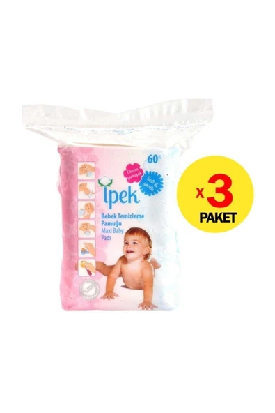 İpek Maxi Bebek Temizleme Pamuğu 60'lı 3'lü Set ürün görseli 1