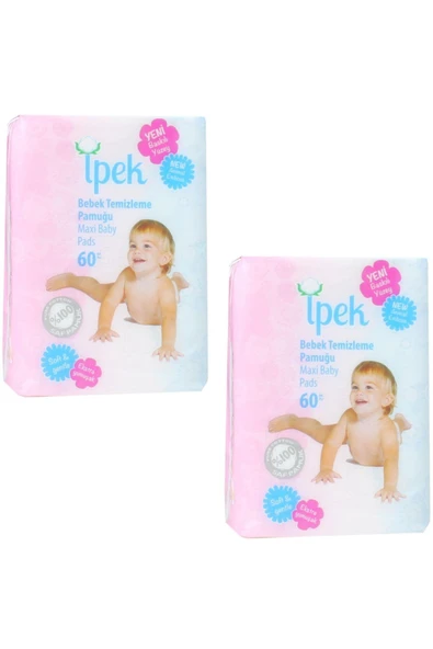 İpek Maxi 60 Adet Bebek Temizleme Pamuğu 2 Li Paket ürün görseli 1
