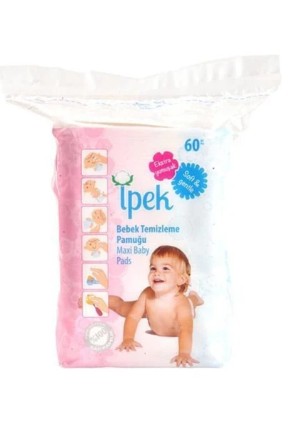 İpek Maxi Bebek Temizleme Pamuğu 60 Lı 6 Paket ürün görseli 1