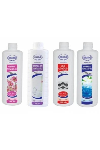 ERSAĞ DAMLA KONSANTRE 1000ML YAĞ ÇÖZÜCÜ 1000 ML GENEL TEMİZLİK 1000 ML BANYO WC TEMİZLEYİCİ 1000 ML ürün görseli 1