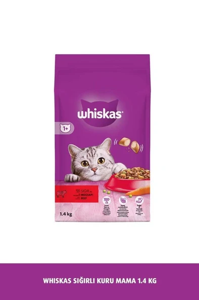 Whiskas Sığır Etli Yetişkin Kedi Maması 1.4 Kg (2 ADET) ürün görseli 1