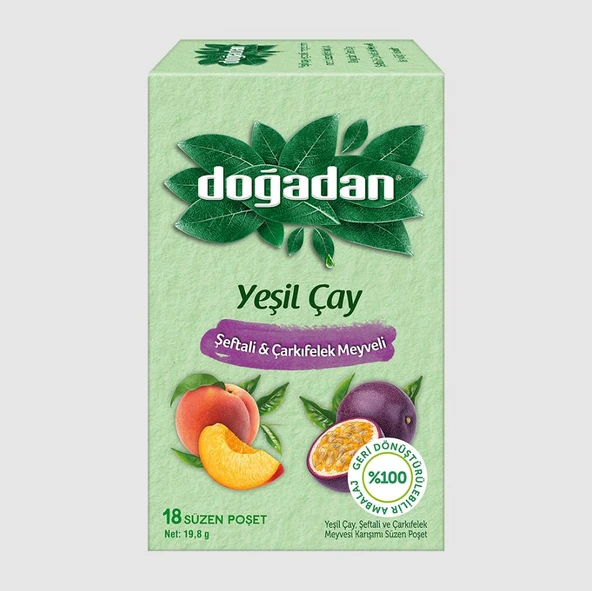 Doğadan Şeftali ve Çarkıfelek Meyveli Poşet Yeşil Çay 18'li ürün görseli 1