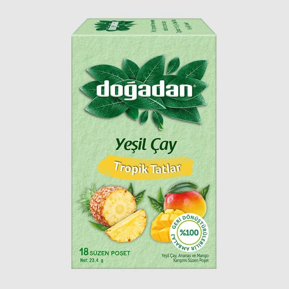 Doğadan Tropik Tatlar Poşet Yeşil Çay 18'li ürün görseli 1