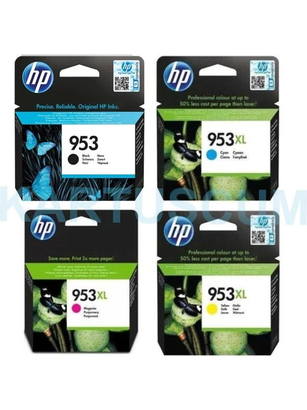 HP 953 + 953XL Sarı Kırmızı Mavi Siyah Kartuş Seti - Officejet Pro 7720/7730/7740/8210 ürün görseli 1