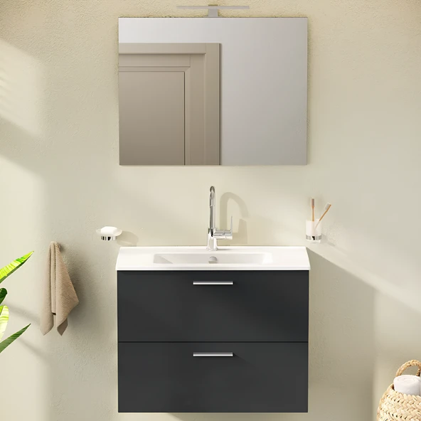 VitrA Mia 75100 Banyo Dolabı Seti Çekmeceli 80 cm Antrasit ürün görseli 1