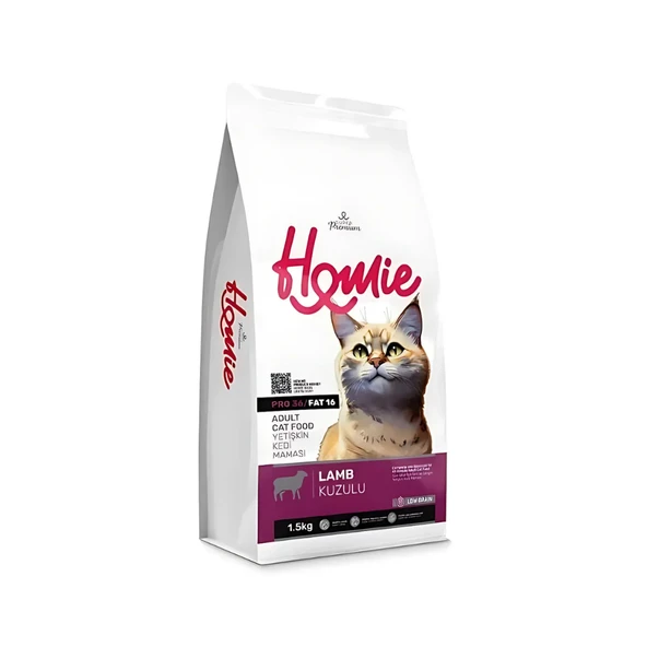 Homie Süper Premium Düşük Tahıllı Kuzu Etli Yetişkin Kedi Maması 1.5 Kg (3 Adet) ürün görseli 1