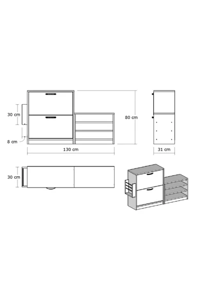 Decormet Trend Ayakkabı Dolabı Beyaz - Resim 8