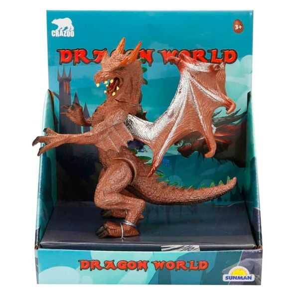 Standlı Ejderha Figürü  13 cm - Kahverengi - Resim 3
