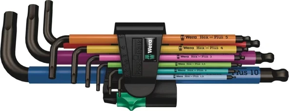 WERA 950/9 SPKL Renkli Top Başlı Uzun Alyan Anahtar Takımı (05022089001) ürün görseli 1