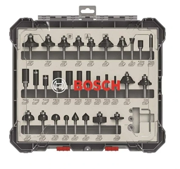 BOSCH 8 mm Saplı Profesyonel Ahşap Freze Bıçak Seti 30 Parça (2607017475) ürün görseli 1