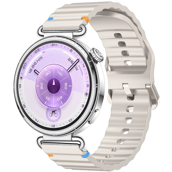 Huawei Watch GT6 41mm İle Uyumlu Dalga Desenli Tokalı Yumusaş Soft Silikon Kordon  Starlight ürün görseli 1
