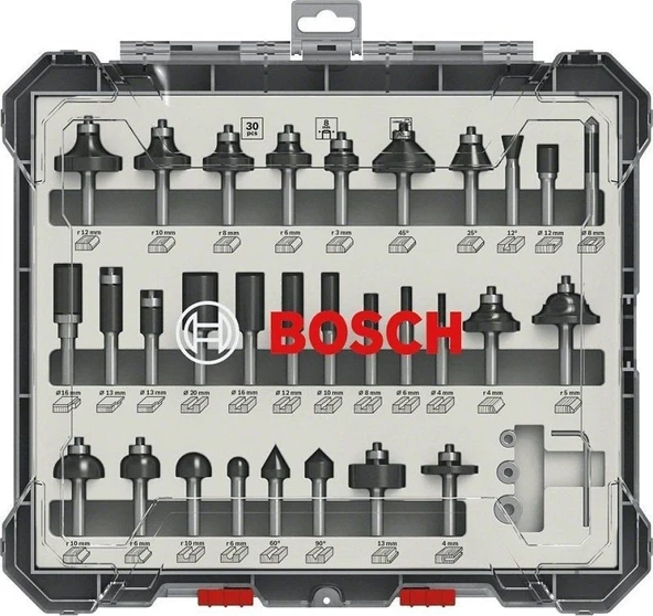 BOSCH 6 mm Saplı Profesyonel Ahşap Freze Bıçak Seti 30 Parça (2607017474) ürün görseli 1