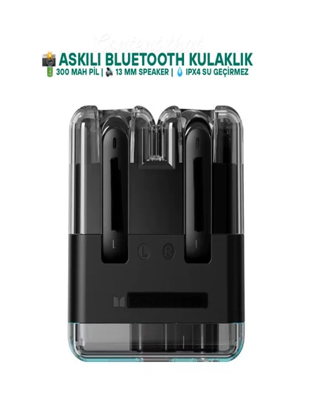 IPX4 Su Geçirmez Bluetooth Kulakiçi Kulaklık 13 mm Sürücü, 300 mAh, Askı Aparatlı Siyah ürün görseli 1
