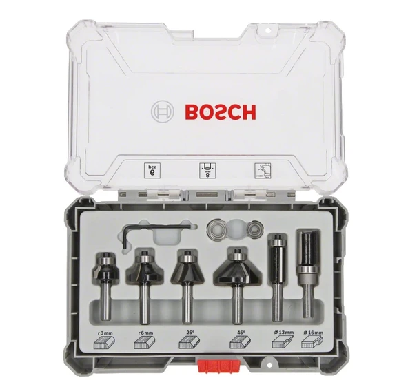 BOSCH 8 mm Saplı Profesyonel Ahşap Freze Bıçak Seti 6 Parça (2607017469) ürün görseli 1
