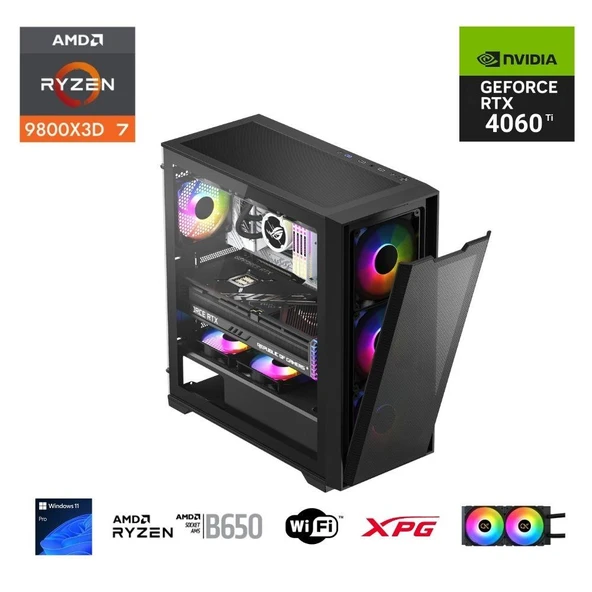 ETERNAL POWER  RYZEN 7 9800X3D 64GB DDR5 1TB M.2  RTX 4060 Tİ B650 WIFI 750W 240M ürün görseli 1