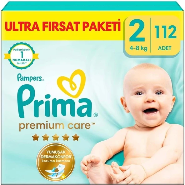 Prima Premium Care Bebek Bezi 2 Beden 4-8 KG Mini 112 Adet Utra Fırsat Pk ürün görseli 1