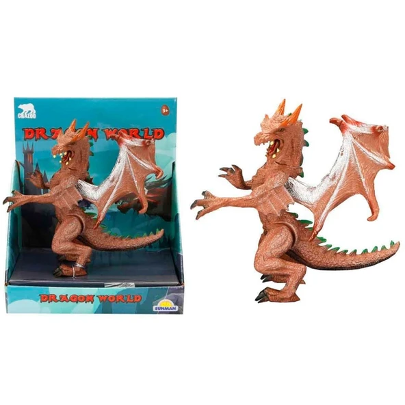 Standlı Ejderha Figürü  13 cm - Kahverengi ürün görseli 1