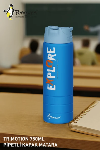 750ML Paslanmaz Çelik Su Matarası | Sızdırmaz Kapaklı | Pipetli | BPA Free | Dayanıklı ürün görseli 1