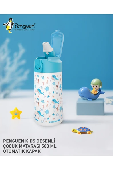 500ML Çocuk Su Matarası | Paslanmaz Çelik | Pipetli | BPA Free | Sızdırmaz Kapaklı ürün görseli 1
