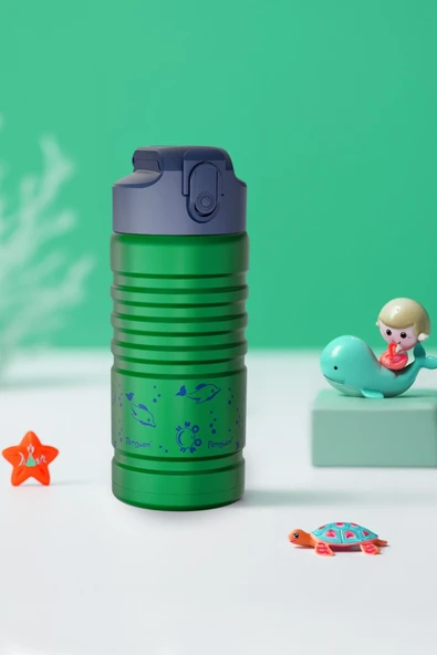 500ML Çocuk Su Matarası | Paslanmaz Çelik | Pipetli | BPA Free | Sızdırmaz Kapaklı ürün görseli 1