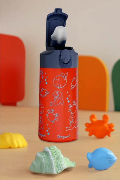500ML Çocuk Su Matarası | Paslanmaz Çelik | Pipetli | BPA Free | Sızdırmaz Kapaklı ürün görseli 1
