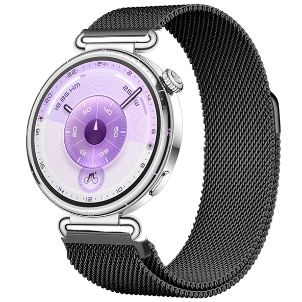Huawei Watch GT6 41mm Uyumlu Manyetik Milanese Loop Metal Kordon  Siyah ürün görseli 1