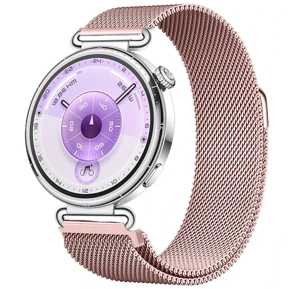 Huawei Watch GT6 41mm Uyumlu Manyetik Milanese Loop Metal Kordon  Pembe ürün görseli 1