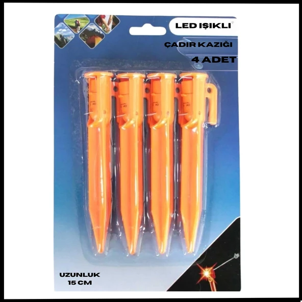 Uyguna-Yakala Led Işıklı - 4 Parça - 15 cm Çadır Kazığı-DIR.158 ürün görseli 1