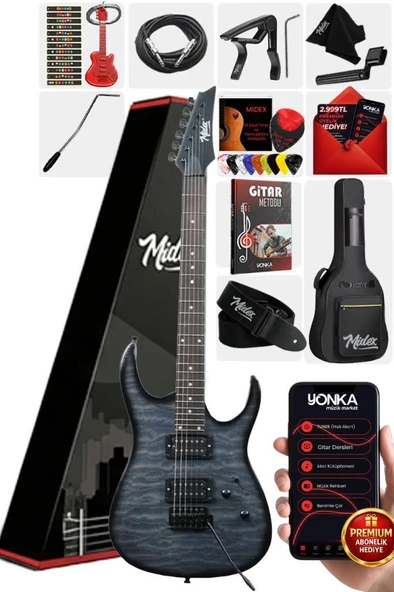 Midex Crade Grey Rosewood Klavye Super Strat Kasa HH Yüksek Kaliteli Elektro Gitar ürün görseli 1