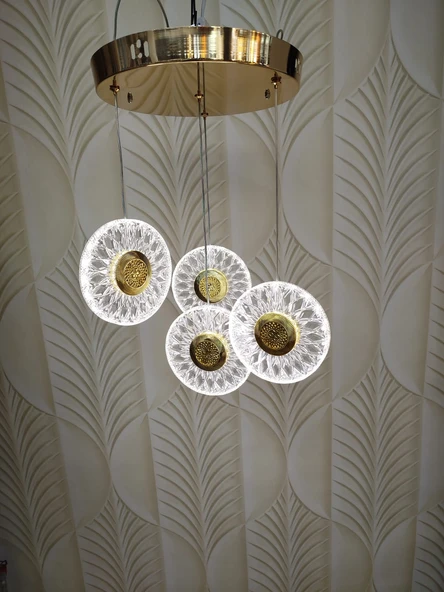 Şık Tarz Modern LED Avize Gold Ledli Salon Avize ürün görseli 1