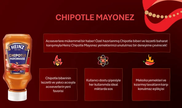 Heinz Chipotle Acı Mayonez 225 g - Resim 2