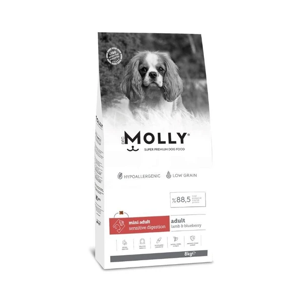 Molly Düşük Tahıllı Hypoallergenic Kuzulu ve Yaban Mersinli Küçük Irk Yetişkin Köpek Maması 8 Kg ürün görseli 1