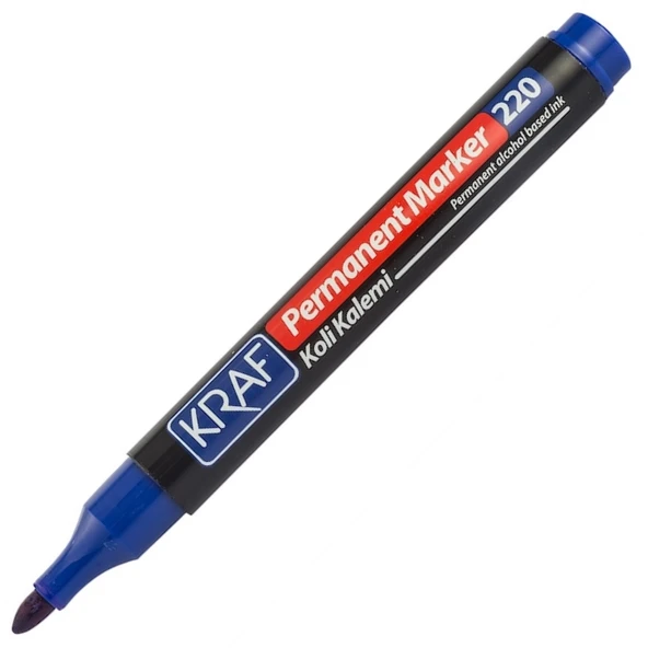 Kraf Permanent Markör Yuvarlak Uc 220 Mavi (Koli Kalemi) 12’li ürün görseli 1