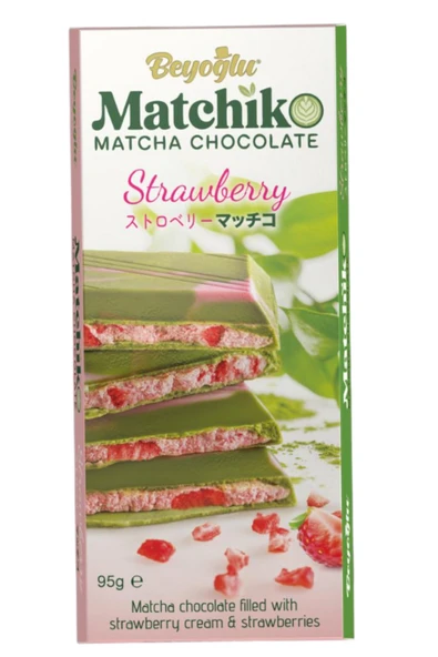 Beyoğlu Çikolata Matchiko Çilek Kremalı Ve Parçacıklı Matcha Çikolata 95 Gr. ürün görseli 1