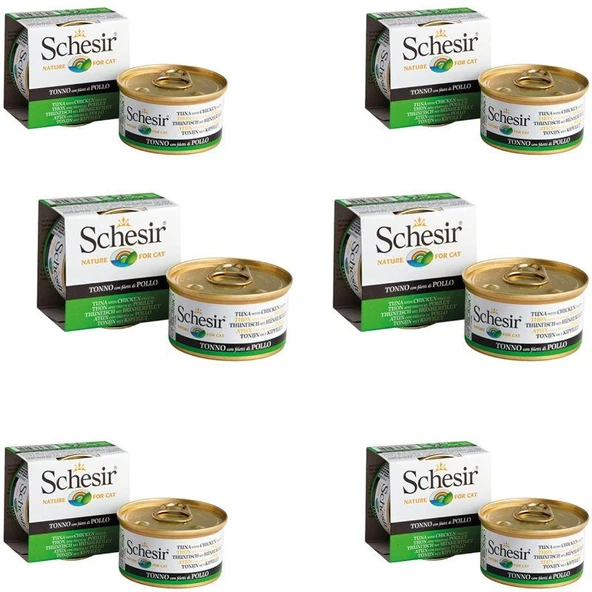 Schesir Ton Balıklı ve Tavuklu Yetişkin Kedi Konservesi 85 gr X 6 ADET ürün görseli 1