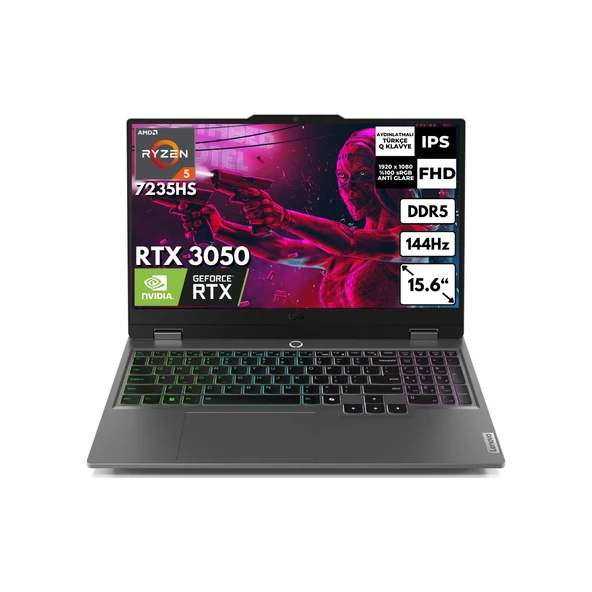 Loq 15ARP9 Ryzen 5-7235HS 24 GB 1 Tbssd 15.6" Fhd Freedos Gaming Notebook 83JC000PTR Bt6 ürün görseli 1