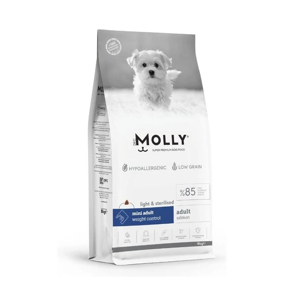 Molly Düşük Tahıllı Hypoallergenic Somonlu Küçük Irk Kısırlaştırılmış Yetişkin Köpek Maması 8 Kg ürün görseli 1