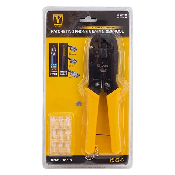 Powermaster YK-2008 RJ11-RJ12-RJ22-RJ45 Sıkma Pensesi ürün görseli 1