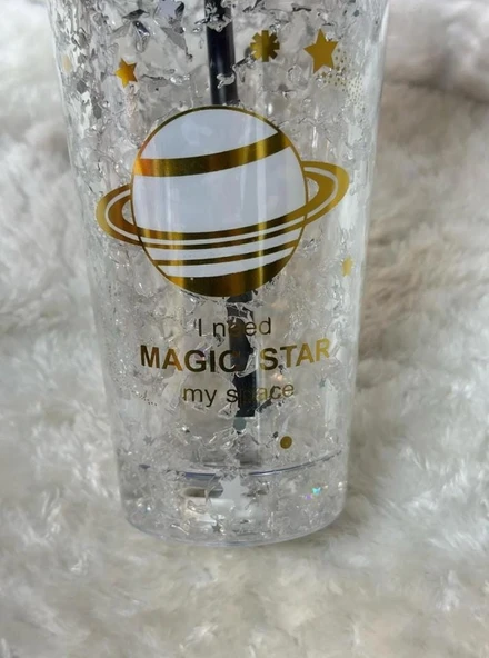 PİPETLİ BARDAK MATARA SEVİMLİ SULUK 450 ml ÇİFT ASTRONOT FİGÜRLÜ ürün görseli 1